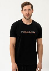 Bawełniany t-shirt T-NIGHT. Czarne t-shirty męskie Volcano, l, bez wzorów, z bawełny, bez kołnierzyka. Za 59.99 zł.