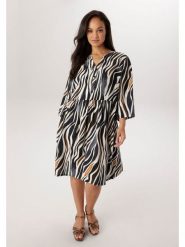 Aniston Sukienka w kolorze czarno-kremowym rozmiar: 46. Brązowe sukienki damskie Aniston, bez wzorów, z wiskozy, bez kołnierzyka, bez ramiączek, midi. Za 217.99 zł.