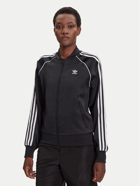 Adidas Bluza SST adicolor Satin JZ6733 Czarny Regular Fit. Czarne bluzy bez kaptura damskie Adidas, xs, z syntetyku. Za 289.99 zł.