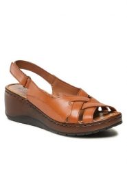 Go Soft Sandały WI23-SWEES-01 Brązowy. Brązowe sandały damskie GO SOFT, bez wzorów, ze skóry, bez obcasa, na koturnie. Za 84.99 zł.