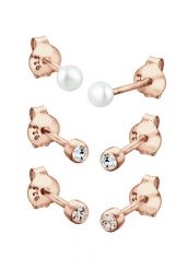 Elli Damski zestaw podstawowy 3 częściowy perłą hodowlana słodkowodną i kryształów, wykonany ze srebra próby 925 sterling silver Kolczyki 1 ct. Szare kolczyki damskie Elli, z kryształem, srebrne, na sztyftcie. Za 248.99 zł.