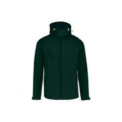 Kurtka z kapturem Kariban Softshell. Zielone kurtki męskie KARIBAN, m, bez wzorów, z elastanu, z kapturem. Za 268.50 zł.