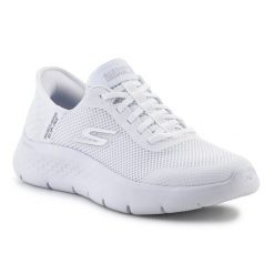 Buty Skechers Slip-ins: Go Walk Flex - Grand Entry 124836-WHT białe. Białe buty sportowe na co dzień damskie bez wzorów, trekkingowe. Za 517.53 zł.