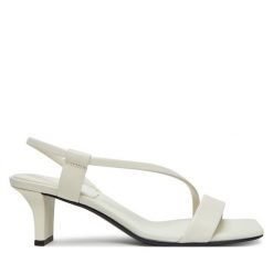 Sandały Calvin Klein. Białe sandały damskie CALVIN KLEIN, bez wzorów, bez obcasa, na słupku. Za 319.99 zł.