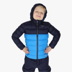 Kurtka puchowa junior hiking wodoodporna wiatroszczelna Östersund 2.0. Niebieskie kurtki damskie SWEDEMOUNT, m, bez wzorów, z puchu, sportowe, bez kaptura. Za 499.99 zł.