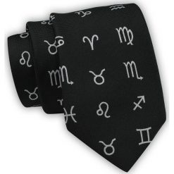Krawat Alties (7 cm) - Znaki Zodiaku - Czarny. Czarne krawaty i muchy męskie Alties, bez wzorów, z tkaniny, eleganckie. Za 49.00 zł.