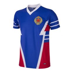 Koszulka piłkarska retro dla dorosłych Jugosławia 1990 - Niebieska. Niebieskie t-shirty sportowe męskie COPA FOOTBALL, xl, bez ramiączek, do piłki nożnej. Za 296.76 zł.