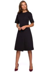 Sukienka z Kopertowym Dołem - Czarna. Czarne sukienki damskie MOE, l, bez wzorów, z elastanu, wizytowe, bez kołnierzyka, bez ramiączek, kopertowe. Za 254.90 zł.