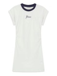 Guess Sukienka codzienna J6GK03 J1314 Biały Regular Fit. Białe sukienki dziewczęce Guess, z aplikacjami, z bawełny, bez ramiączek. Za 154.99 zł.