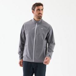 Kurtka wiatroszczelna do golfa męska. Szare kurtki męskie Puma, l, bez wzorów, z materiału, klasyczne, bez kaptura. Za 299.99 zł.