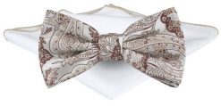 Mucha Męska z Poszetką - Chattier - Jasne Odcienie Beżu w Orientalny Wzór. Krawaty i muchy męskie Chattier, bez wzorów, eleganckie. Za 65.00 zł.