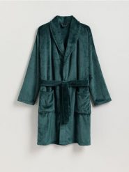 Szlafrok z paskiem - morski. Zielone szlafroki męskie Reserved, l, bez wzorów, z dzianiny. Za 159.99 zł.