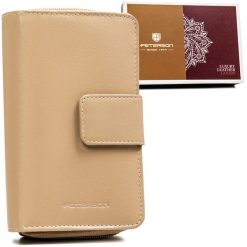 Portfel damski Peterson PTN RD-48-GCL beżowy. Brązowe portfele damskie Peterson, bez wzorów, ze skóry. Za 119.99 zł.