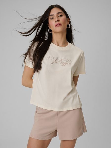 4F T-shirt boxy z nadrukiem damski - beżowy XL. Brązowe t-shirty damskie 4f, uniwersalny, bez wzorów, z jeansu, bez kołnierzyka. Za 59.99 zł.