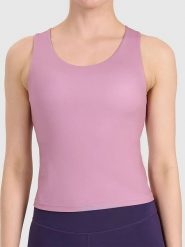 4F Top sportowy w kolorze jasnoróżowym rozmiar: S. Różowe topy damskie 4f, s, bez wzorów, z materiału, bez kołnierzyka. Za 59.99 zł.