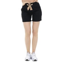 Szorty z kieszenie na co dzień na siłownię. Czarne spodenki sportowe damskie LEONE 1947 APPAREL, bez wzorów, z bawełny, sportowe. Za 96.83 zł.