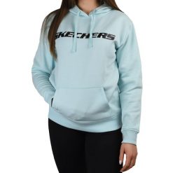 Bluza dresowa sportowa damska Skechers Heritage Hoodie. Niebieskie bluzy bez kaptura damskie Skechers, xs, z dresówki. Za 129.99 zł.