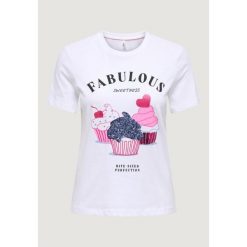 Koszulka crop top Kobieta ONLY Onlkita Life S/S Glam Top Box Jrs. Białe bluzki damskie Only, s, bez wzorów, z bawełny, bez kołnierzyka. Za 130.75 zł.