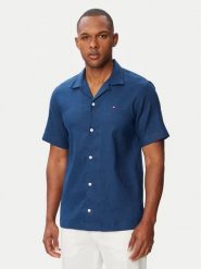 Tommy Hilfiger Koszula MW0MW43090 Niebieski Regular Fit. Niebieskie koszule męskie Tommy Hilfiger, m, bez wzorów, ze lnu, bez kołnierzyka, bez ramiączek. Za 449.99 zł.