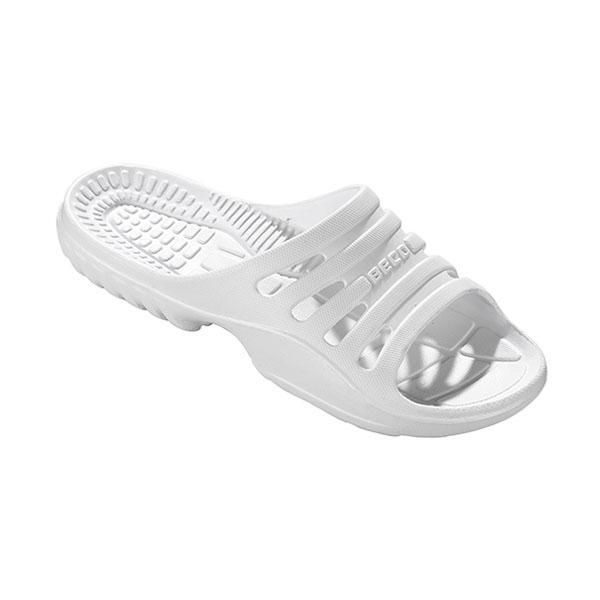 Klapki damskie Beco białe. Białe klapki damskie 47 Brand, bez wzorów, z materiału, bez obcasa. Za 192.99 zł.