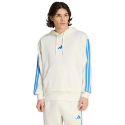 Bluza męska adidas Essentials 3-Stripes French Terry Hoodie. Białe bluzy bez kaptura męskie Adidas, bez wzorów, z bawełny, klasyczne, bez kołnierzyka, bez ramiączek. Za 200.99 zł.