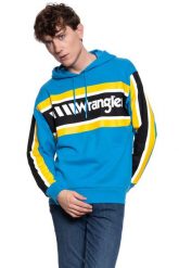 BLUZA WRANGLER B&Y HOODIE MEDITERRANEAN BLUE W6610HABR 112130642. Niebieskie bluzy z kapturem męskie Wrangler, m. W wyprzedaży za 69.99 zł.