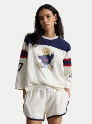 Polo Ralph Lauren Bluzka 211A12714001 Kremowy Oversize. Białe bluzki damskie Polo Ralph Lauren, l, bez wzorów, z bawełny, bez kołnierzyka, bez ramiączek. Za 769.99 zł.