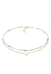 Elli Damski choker z zawieszką w kształcie serca ze szklanych koralików w pozłacanym srebrze próby 925 Sterling Silver Naszyjniki 1 ct. Szare naszyjniki damskie Elli, na co dzień, pozłacane. Za 354.79 zł.