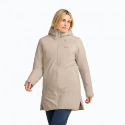 Kurtka przeciwdeszczowa damska Jack Wolfskin Heidelstein 2 Ins. Brązowe kurtki damskie Jack Wolfskin, l, bez kaptura. Za 999.99 zł.