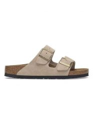 Birkenstock Skórzane klapki "Arizona" w kolorze beżowym rozmiar: onesize. Brązowe klapki damskie Birkenstock, bez wzorów, ze skóry, bez obcasa. Za 422.60 zł.