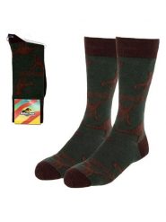 Lucky Socks Skarpety "Jurassic park" w kolorze zielono-brązowym rozmiar: 40-46. Brązowe skarpetki męskie Lucky Socks, bez wzorów, prążkowane. Za 30.99 zł.