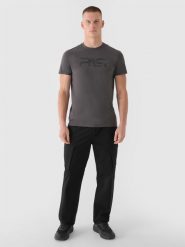 4F Spodnie casual cargo męskie 4F x Robert Lewandowski - czarne S. Czarne spodnie materiałowe męskie 4f, bez wzorów, z bawełny, casualowe. W wyprzedaży za 139.99 zł.