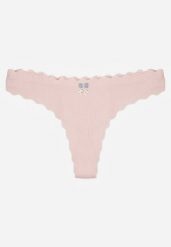 Jasnoróżowe Bawełniane Majtki Stringi z Prążkowanej Tkaniny Eziane. Czerwone stringi damskie Born2be, l, bez wzorów, z bawełny. Za 9.99 zł.