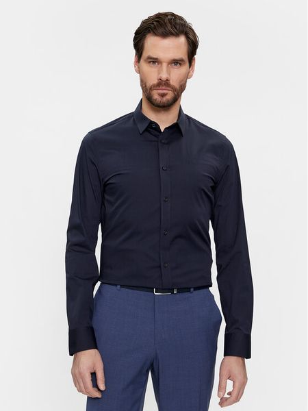 Calvin Klein Koszula K10K110856 Granatowy Slim Fit. Niebieskie koszule męskie CALVIN KLEIN, m, bez wzorów, z bawełny, bez kołnierzyka, bez ramiączek. Za 209.99 zł.