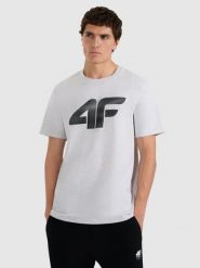 4F T-shirt regular z nadrukiem męski - szary XL. Szare t-shirty męskie 4f, m, bez wzorów, bez kołnierzyka. Za 59.99 zł.
