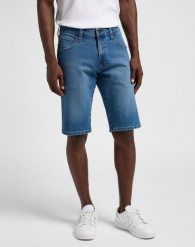 WRANGLER MĘSKIE SZORTY RUSTLER SHORT LIGHT WASH 112356514 W10H018376. Szorty męskie Wrangler, z bawełny, bez kołnierzyka. W wyprzedaży za 59.99 zł.