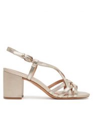 Geox Sandały D55YZB-000Y2 C2012 Złoty. Żółte sandały damskie Geox, bez wzorów, ze skóry, bez obcasa, na słupku. Za 569.99 zł.