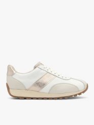 Kremowe buty sportowe ze złotym paskiem. Brązowe buty sportowe na co dzień damskie Ryłko, bez wzorów, ze skóry. Za 529.99 zł.