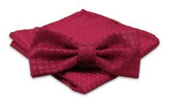 Krwista Czerwona Mucha Męska -ALTIES- z Taką Samą Poszetką, w Kwiaty, Motyw Florystyczny. Czerwone krawaty i muchy męskie Alties, bez wzorów, eleganckie. Za 54.00 zł.