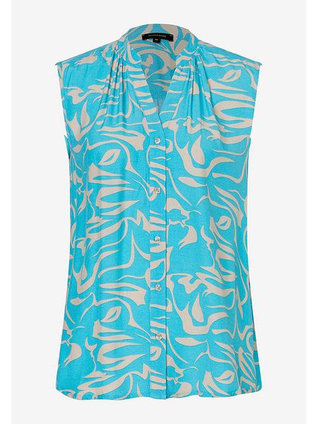 More & More Bluzka w kolorze beżowo-turkusowym rozmiar: 40. Brązowe bluzki damskie MORE & MORE, s, bez wzorów, z wiskozy, klasyczne, bez kołnierzyka, bez ramiączek. Za 60.99 zł.