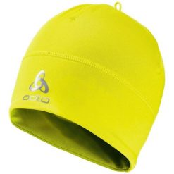 Czapka do biegania dla dorosłych Odlo Hat Polyknit Warm Eco. Żółte czapki męskie Odlo, bez wzorów, z elastanu, sportowe. Za 101.99 zł.