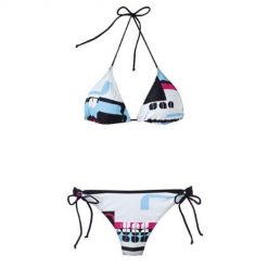 Beco triangle bikini, biały, top trójkątny z wyjmowanymi wkładkami. Czarne bikini damskie 47 Brand, bez wzorów. Za 261.99 zł.
