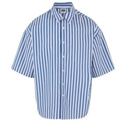 Koszula Męska W Paski Z Krótkim Rękawem Lato. Białe koszule męskie Urban Classics, na lato, m, bez wzorów, bez kołnierzyka, bez ramiączek. Za 139.99 zł.