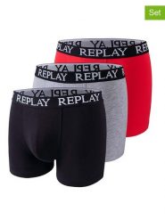 Replay Underwear Bokserki (3 pary) w kolorze czarnym, szarym i czerwonym rozmiar: S. Czarne bokserki męskie Replay Underwear, bez wzorów. Za 60.99 zł.