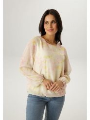 Aniston Bluzka w kolorze jasnoróżowo-żółtym rozmiar: 42. Różowe bluzki damskie Aniston, bez wzorów, bez kołnierzyka, bez ramiączek. Za 173.99 zł.