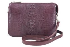 Listonoszka skórzana croco BARBERNI'S 604/1-5 bordowa. Czerwone shopper bag damskie Barberinis, bez wzorów, ze skóry, małe, bez dodatków. Za 269.99 zł.