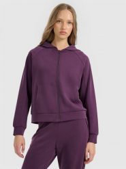 4F Bluza dresowa rozpinana z modalem damska - fioletowa XS. Fioletowe bluzy z kapturem damskie 4f, xs, z dresówki. Za 189.99 zł.