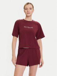 KARL LAGERFELD Piżama A4W45012 Bordowy Regular Fit. Czerwone piżamy damskie Karl Lagerfeld, xs, bez wzorów, z bawełny, bez ramiączek. Za 309.99 zł.