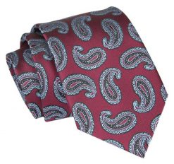 Krawat - ALTIES - Czerwony w Paisley. Czerwone krawaty i muchy męskie Alties, bez wzorów, z tkaniny, eleganckie. Za 49.00 zł.