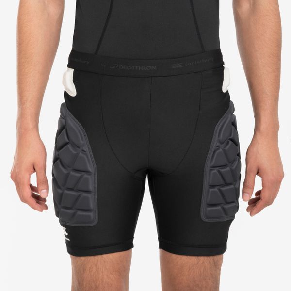 Podspodenki ochronne do rugby męskie Decathlon | Canterbury R500. Czarne bokserki męskie bez wzorów, z elastanu. Za 159.99 zł.